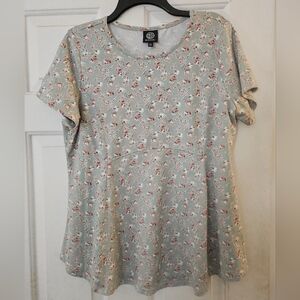 Bobeau Light  Floral Short Sleeve Top
